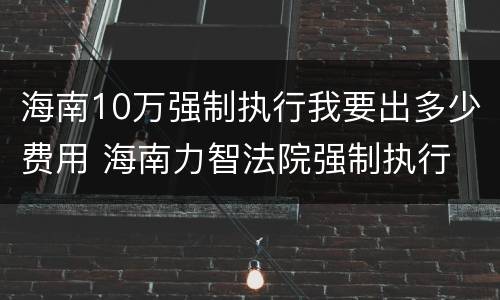 海南10万强制执行我要出多少费用 海南力智法院强制执行