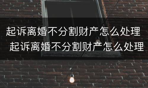 起诉离婚不分割财产怎么处理 起诉离婚不分割财产怎么处理好