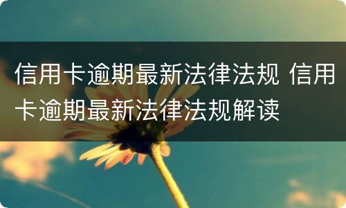 信用卡逾期最新法律法规 信用卡逾期最新法律法规解读