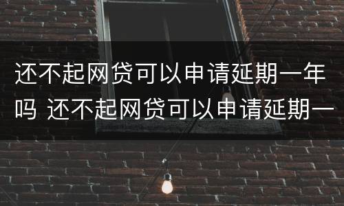 还不起网贷可以申请延期一年吗 还不起网贷可以申请延期一年吗贴吧