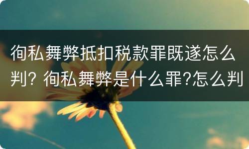 徇私舞弊抵扣税款罪既遂怎么判? 徇私舞弊是什么罪?怎么判?