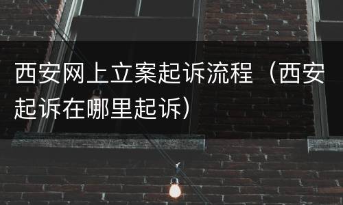 西安网上立案起诉流程（西安起诉在哪里起诉）