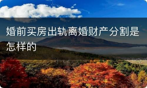 婚前买房出轨离婚财产分割是怎样的