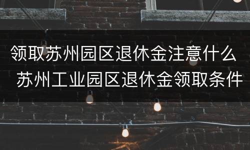 领取苏州园区退休金注意什么 苏州工业园区退休金领取条件