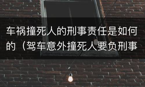 车祸撞死人的刑事责任是如何的（驾车意外撞死人要负刑事责任吗）