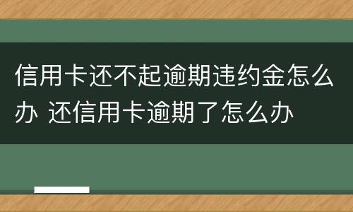 信用卡还不起逾期违约金怎么办 还信用卡逾期了怎么办