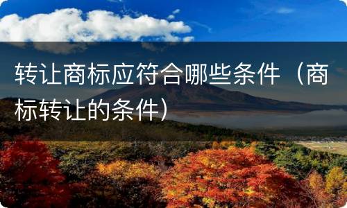 转让商标应符合哪些条件（商标转让的条件）