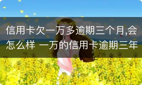 信用卡欠一万多逾期三个月,会怎么样 一万的信用卡逾期三年会怎样