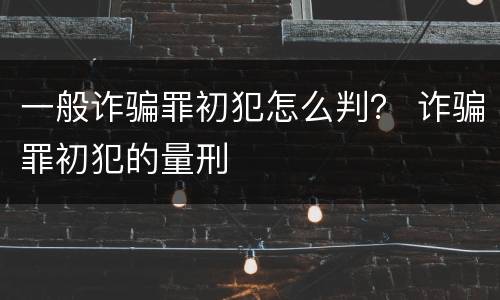 一般诈骗罪初犯怎么判？ 诈骗罪初犯的量刑