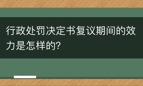 行政处罚决定书复议期间的效力是怎样的？