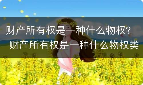 财产所有权是一种什么物权？ 财产所有权是一种什么物权类型