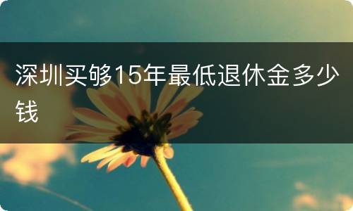深圳买够15年最低退休金多少钱