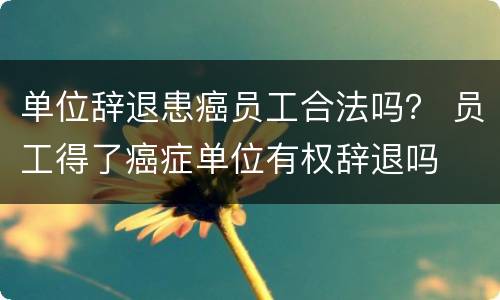 单位辞退患癌员工合法吗？ 员工得了癌症单位有权辞退吗