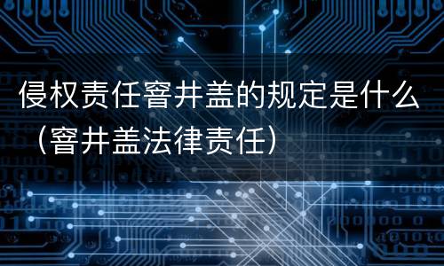 侵权责任窨井盖的规定是什么（窨井盖法律责任）