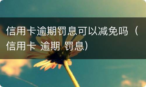 信用卡逾期罚息可以减免吗（信用卡 逾期 罚息）