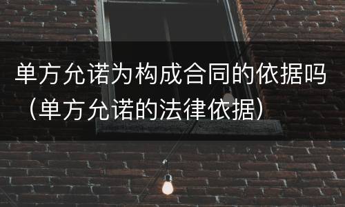 单方允诺为构成合同的依据吗（单方允诺的法律依据）