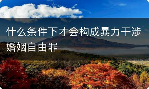 什么条件下才会构成暴力干涉婚姻自由罪