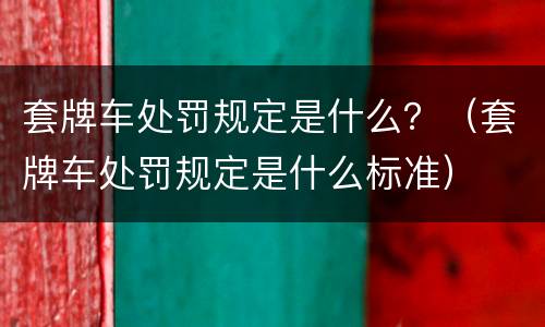 套牌车处罚规定是什么？（套牌车处罚规定是什么标准）