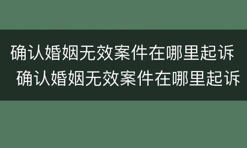 确认婚姻无效案件在哪里起诉 确认婚姻无效案件在哪里起诉呢