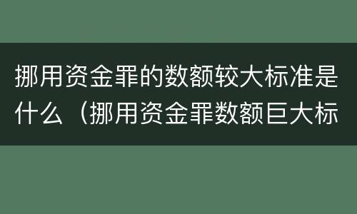 挪用资金罪的数额较大标准是什么（挪用资金罪数额巨大标准多少）