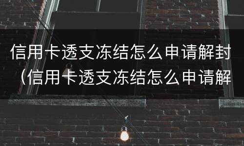 信用卡透支冻结怎么申请解封（信用卡透支冻结怎么申请解封呢）