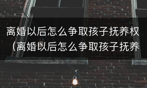 离婚以后怎么争取孩子抚养权（离婚以后怎么争取孩子抚养权呢）