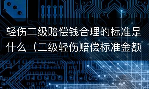 轻伤二级赔偿钱合理的标准是什么（二级轻伤赔偿标准金额）