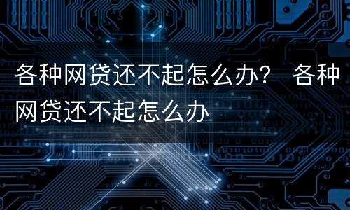各种网贷还不起怎么办？ 各种网贷还不起怎么办