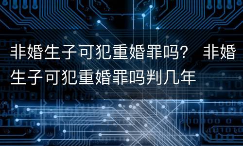 非婚生子可犯重婚罪吗？ 非婚生子可犯重婚罪吗判几年