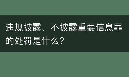 违规披露、不披露重要信息罪的处罚是什么?