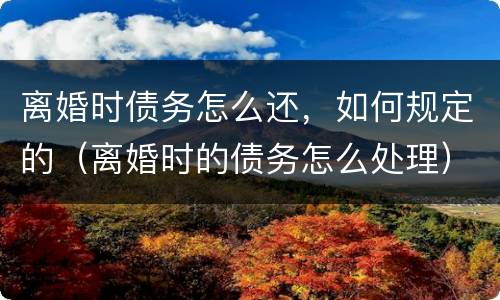 离婚时债务怎么还，如何规定的（离婚时的债务怎么处理）