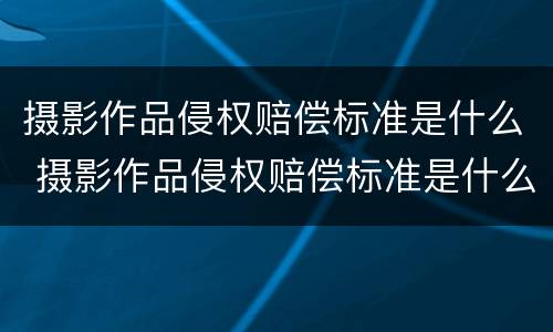 摄影作品侵权赔偿标准是什么 摄影作品侵权赔偿标准是什么规定