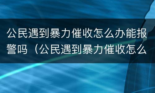 公民遇到暴力催收怎么办能报警吗（公民遇到暴力催收怎么办能报警吗）