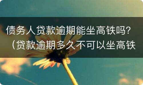 债务人贷款逾期能坐高铁吗？（贷款逾期多久不可以坐高铁）