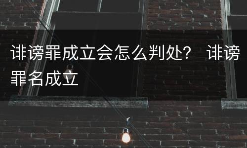 诽谤罪成立会怎么判处？ 诽谤罪名成立