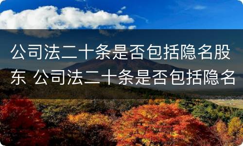 公司法二十条是否包括隐名股东 公司法二十条是否包括隐名股东的规定
