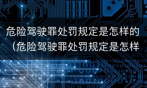 危险驾驶罪处罚规定是怎样的（危险驾驶罪处罚规定是怎样的呢）