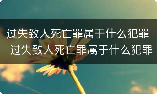过失致人死亡罪属于什么犯罪 过失致人死亡罪属于什么犯罪行为