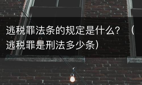 逃税罪法条的规定是什么？（逃税罪是刑法多少条）