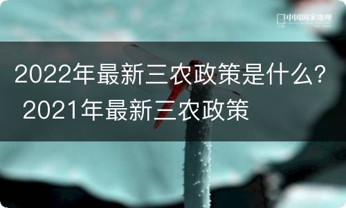 2022年最新三农政策是什么？ 2021年最新三农政策