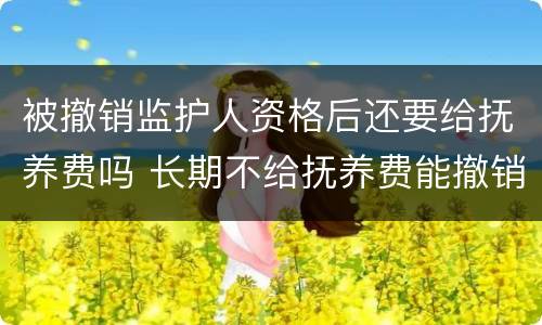 被撤销监护人资格后还要给抚养费吗 长期不给抚养费能撤销监护人