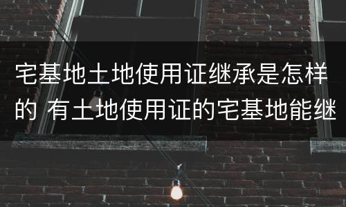 宅基地土地使用证继承是怎样的 有土地使用证的宅基地能继承吗?