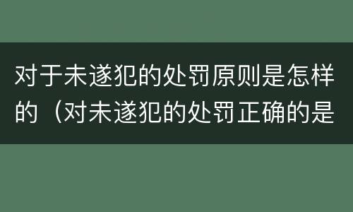 对于未遂犯的处罚原则是怎样的（对未遂犯的处罚正确的是）