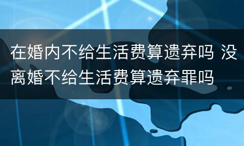 在婚内不给生活费算遗弃吗 没离婚不给生活费算遗弃罪吗