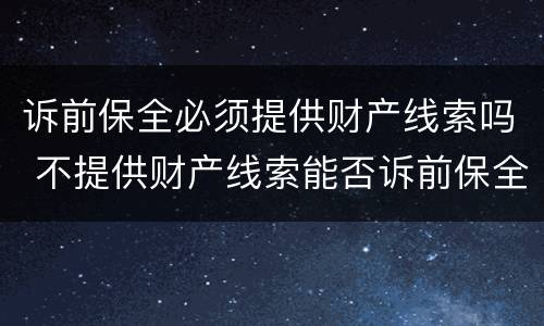 诉前保全必须提供财产线索吗 不提供财产线索能否诉前保全