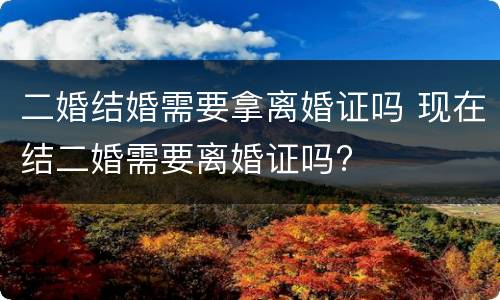 二婚结婚需要拿离婚证吗 现在结二婚需要离婚证吗?