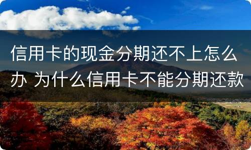 信用卡的现金分期还不上怎么办 为什么信用卡不能分期还款怎么办