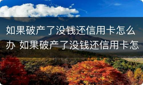 如果破产了没钱还信用卡怎么办 如果破产了没钱还信用卡怎么办理