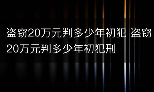 盗窃20万元判多少年初犯 盗窃20万元判多少年初犯刑