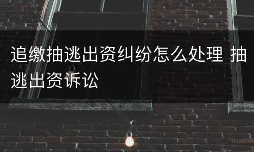 追缴抽逃出资纠纷怎么处理 抽逃出资诉讼